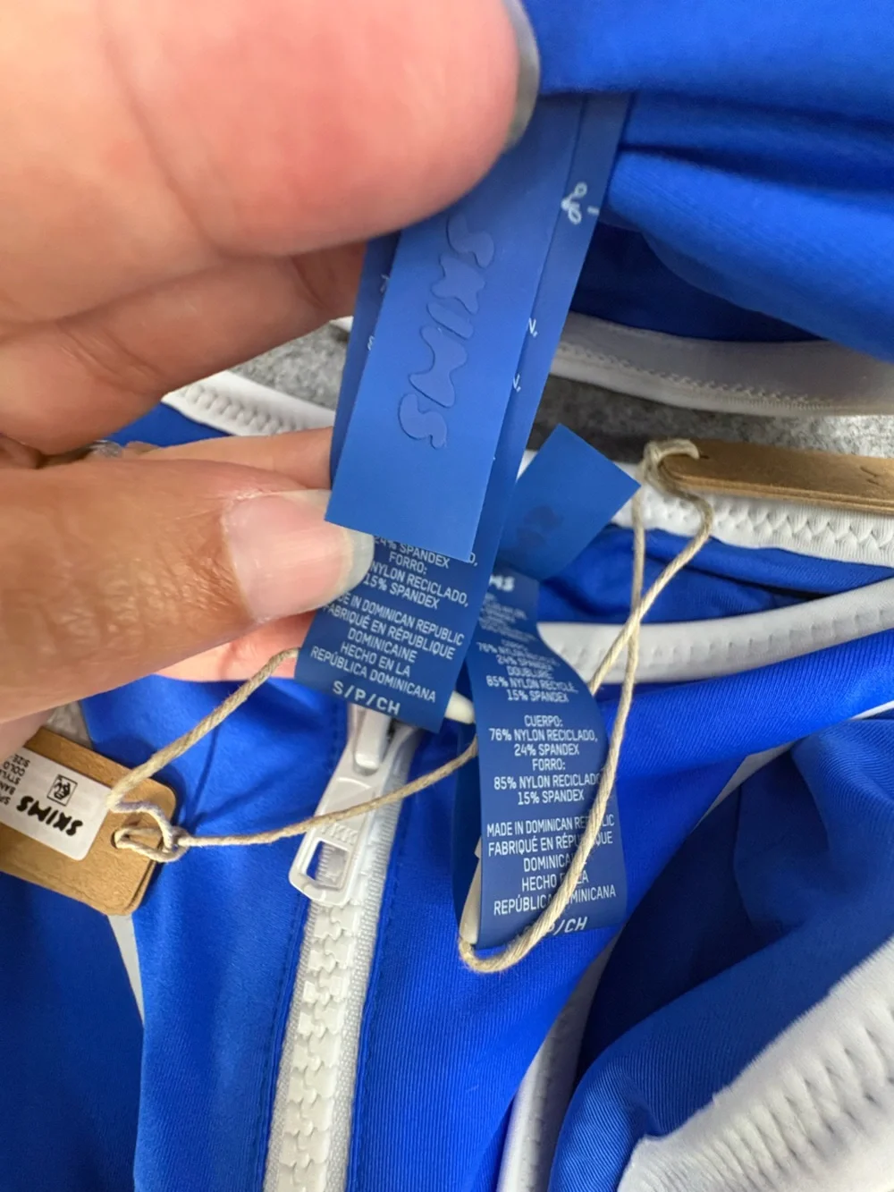 NWT Skims sporty zipper swim bikini set cobalt blue tanga bottom bandeau top